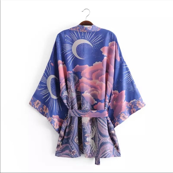 Boho gypsy moon star kimono purple luna robe - Picture 5 of 9